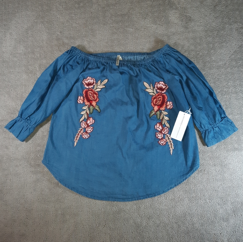 NWT Off Shoulder Denim Top